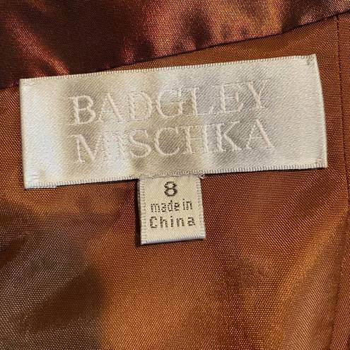 Badgley Mischka  Strapless Fit & Flare Mini Dress Iridescent Taffeta Pleated 8