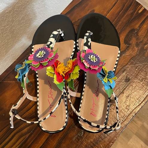 Betsey Johnson New Without Box  Angie Flower Sandals