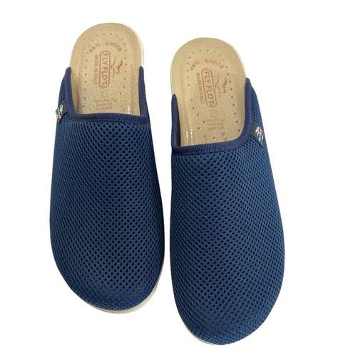 Vera Pelle FLY FLOT Blue Slide on Clogs  Leather Insole Made in Italy