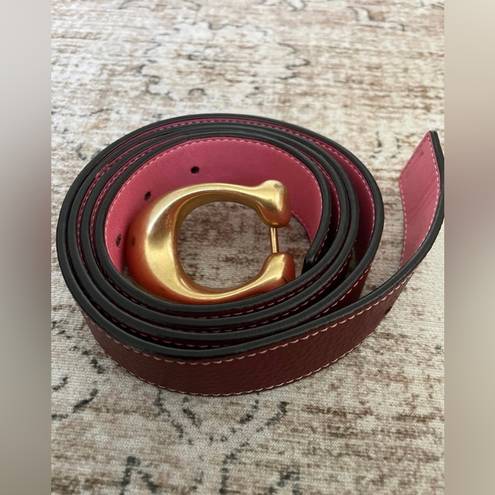 Coach  Leather Belt Burgundy brown Reversible With Gold C Logo Size Large