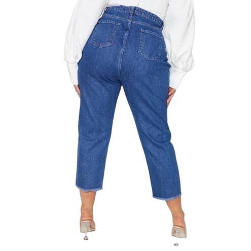 Pretty Little Thing  Size 10 High Rise Mom Raw Cut Ankle Jeans