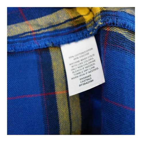 Nordstrom EUC B.P. Plaid Shirt  House Brand Blue and Yellow Top Sz XS