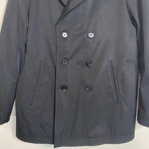 Banana Republic Black Blue Liner Double Breasted Peacoat Trench Coat Size Large