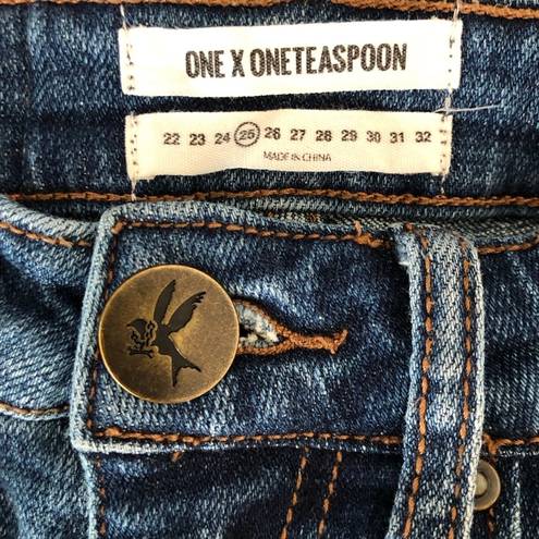 One Teaspoon  High Waist FreeBird II Stretch Fitted Leg Denim Jeans women’s 25