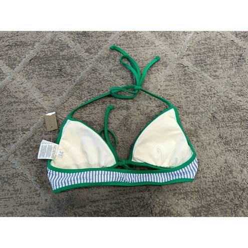 J.Crew  Tipped Seersucker Tie Front Bikini Top G1335 XS NWOT