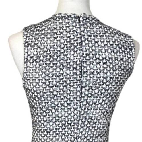 St. John Women’s Dress Shift Pencil Tweed Button Front Black White Size 2