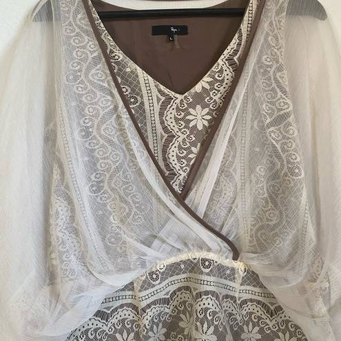 Ryu Anthro  Lace Wrap Front Coquette Cottagecore Boho Dolman Sleeve Blouse Size L