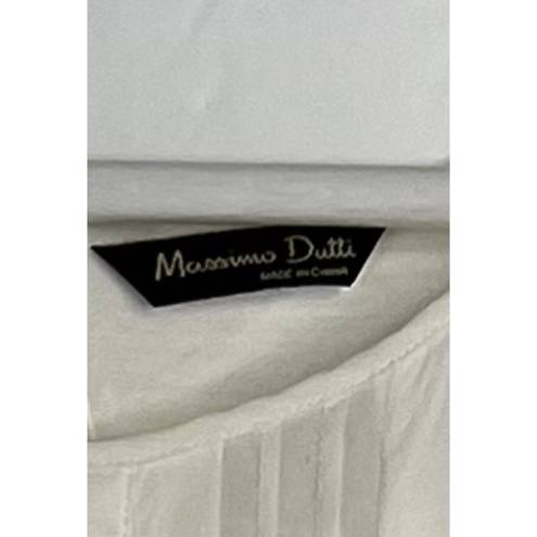 Massimo Dutti  Size L Blouse Top Silk Front Jersey Back Shirt Long Sleeve Women's