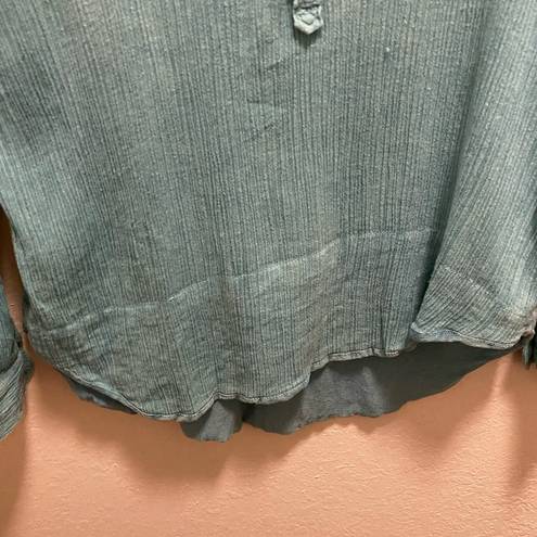 Zadig & Voltaire  Tone Crinkle Button Front Long Sleeve Top Size Medium