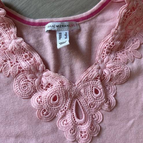 Isaac Mizrahi  LIVE Sweater Top Lace Trimmed Pullover Swing Bottom Small