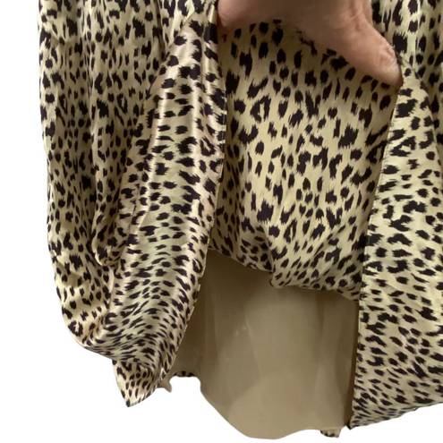 Oleg Cassini OC By  Leopard Animal Print Fit & Flare 100% Silk Dress Size 6 Y2K