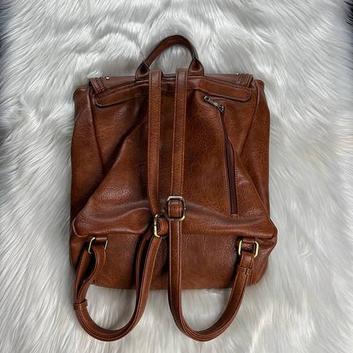 Krass&co Jen &  Brown Leather Flap Over Backpack