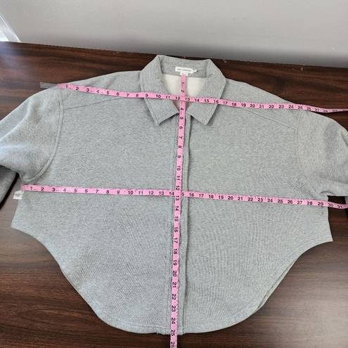 Good American  Fleece Cropped Shirt Jacket Shacket Grey Cotton Size 5/6 (2XL-3XL)