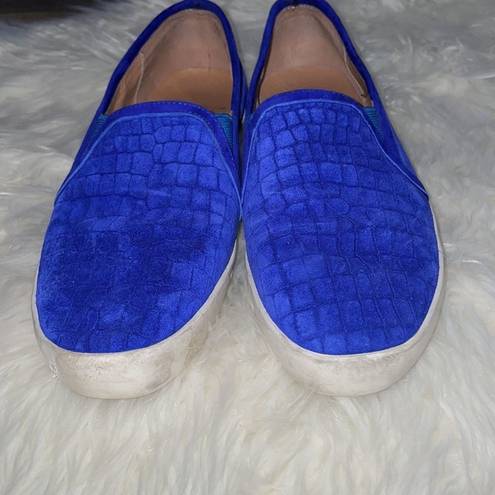 Joie  Huxley Royal Blue Croc Print Suede Slip on sneakers/loafers