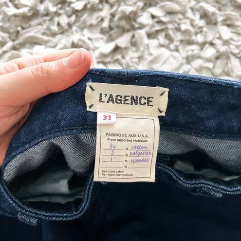 L'Agence NWT L’AGENCE Charlie Cropped Flare Dark Blue Indigo Distressed Size 31