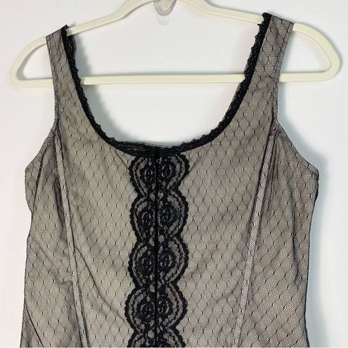 Frederick's of Hollywood  Corset Bustier Sexy Top Lace Mesh Medium Black Y2K Vtg