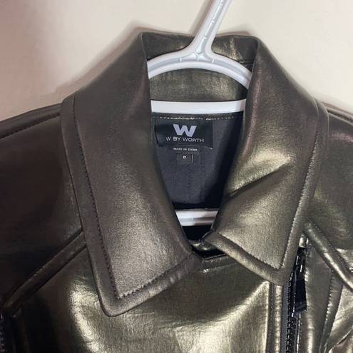 W By Worth Worth zippered faux leather duochrome moto vest size 0