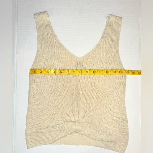 The Moon  & Madison Women’s Tank Top Knit Crochet With Front Knot Beige Size Small