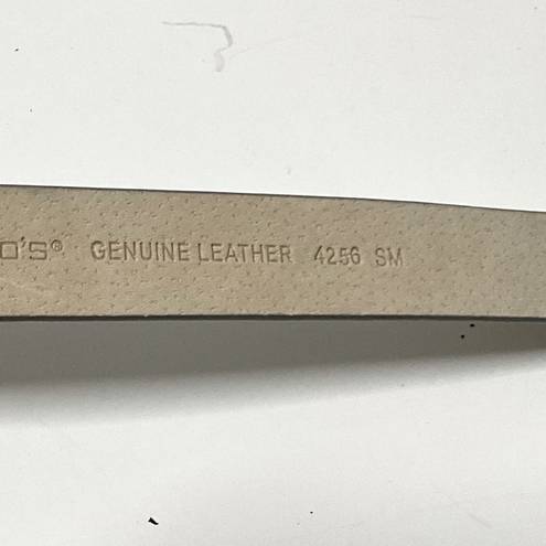 Chico's Chico’s leather belt silver crackled metallic adjustable slider S/M