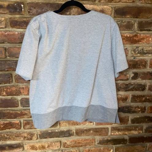 Cathy Daniels  Gray White Striped Short Sleeve Top Women's Size Large