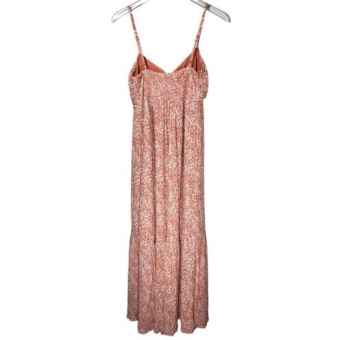 Abercrombie & Fitch Tall Ruched Crinkle Front Slit Maxi Dress in Coral