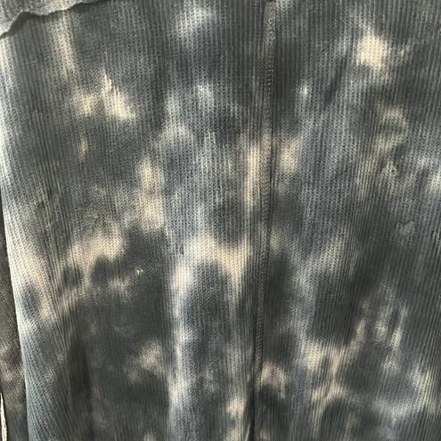 Vintage Havana  Navy Blue Tie Dye Thermal Long Sleeve Split Hem, Size M