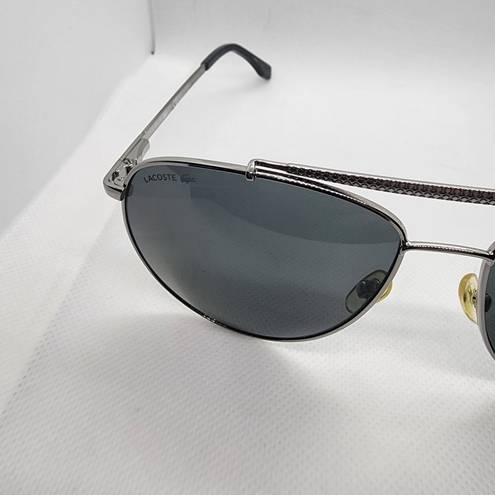 Lacoste  Polarized Silver & Black Aviator Sunglasses & Case