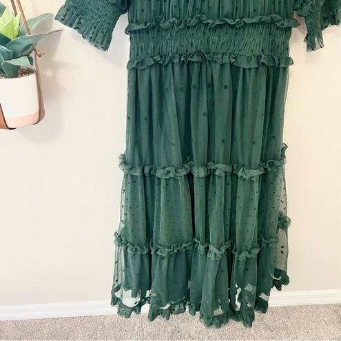 Onyx NWT Boden Polka Dot Tulle Midi Dress  Green Size 12R D0361