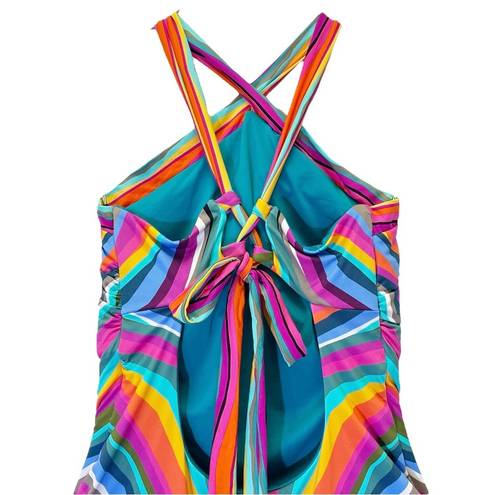 Trina Turk NWT  Louvre Striped High-Neck Reversible One-Piece Swimsuit Size 10