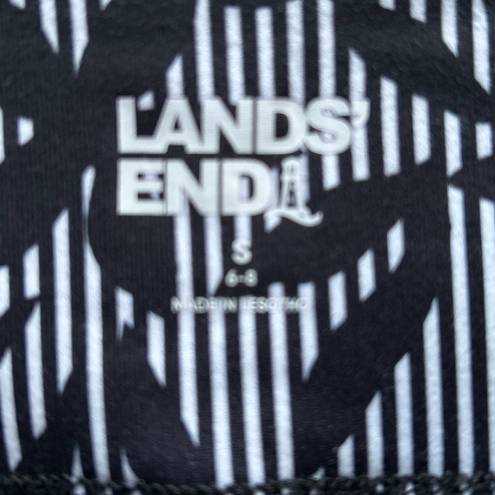 Lands'End New  Womens Active Crop Black White Yoga Pants Small