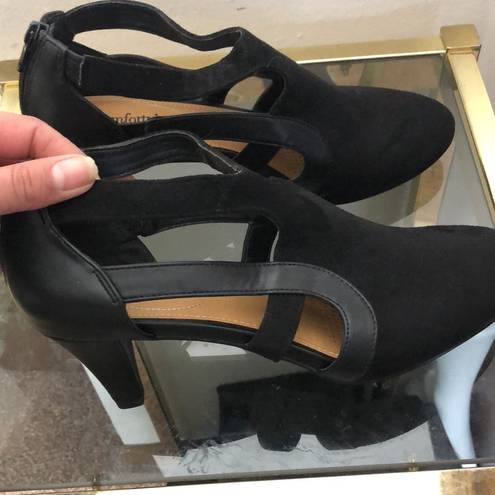 Comfort view wide width sage black kitten heel heels size 8