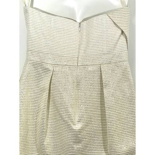 Shoshanna  Dress Size 2 Ivory Gold Stripe Strapless Sheath Cocktail Party Pockets