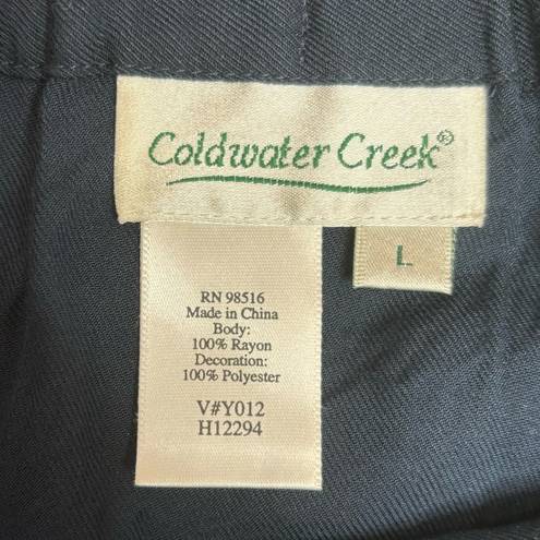 Coldwater Creek  Women Embroidered Flare Skirt Size Large Blue 100% cotton