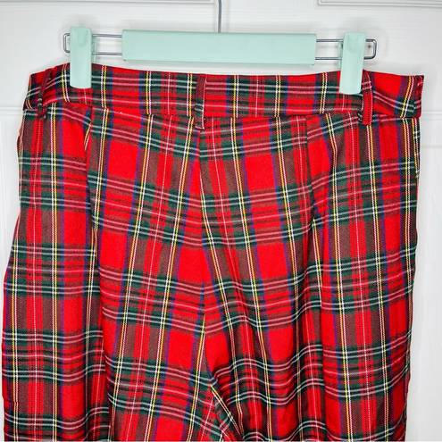 Aura Red Dress Boutique  Coming Together Red Multi Plaid Wide Leg Pants L NWT