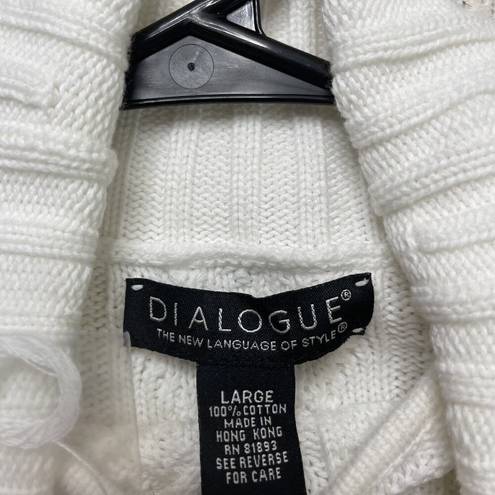 Dialogue  White Chunky Knit Sweater Set Size Large Cardigan + Tank NEW w TAGS