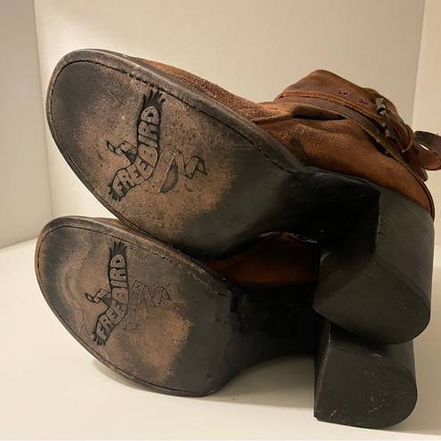 FREEBIRD by Steven Freebird by Stevens Blaze Leather Brown Ankle Booties w Straps Size 9