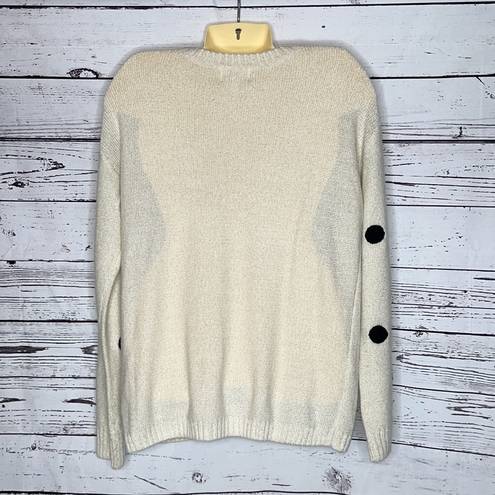 Marilyn Monroe  Size M Cream & Metallic Gold w/ Black Textured Polka Dot Sweater