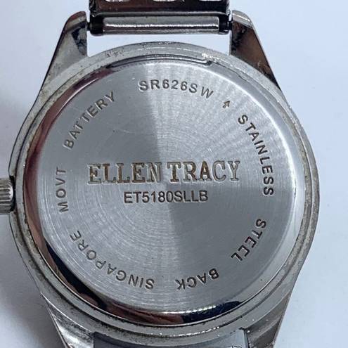 Ellen Tracy  women watch 35mm case silver tone mesh band gold tone dial runs