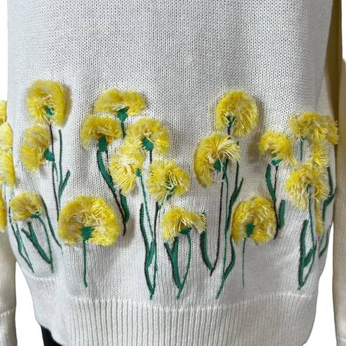 Talbots  Ivory Yellow  Floral Embroidered Sweater