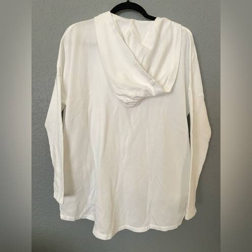 Bobi NWT  White Sweater Top Hoodie Long Sleeve Size S