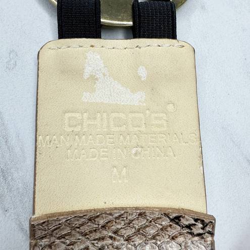 Chico's  Wide Snake Print Embossed Stretch Cinch Belt Size Medium M Womens