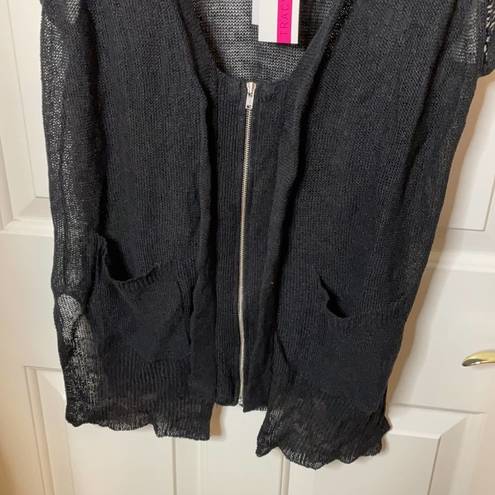 Tracy Reese  sleeveless linen cardigan black M NWT