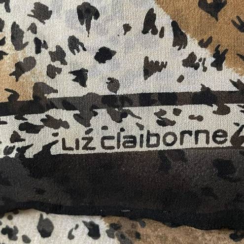 Liz Claiborne VTG 80s  Silk Cheetah Square Scarf Sheer Women’s 20.5”x20.5” Brown