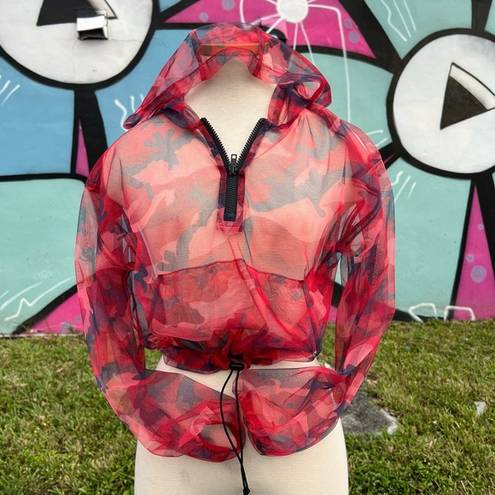 Shinestar  Red Camo Quarter Zip Quarter Zip Mesh Top Size M