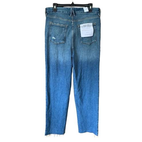 Good American  Good Boy Straight Cropped Jeans in Indigo 604 Size 14