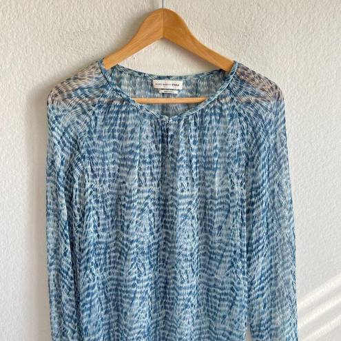 Isabel Marant  Etoile Silk Blue Long Sleeve Mesh Top Blouse Womens S