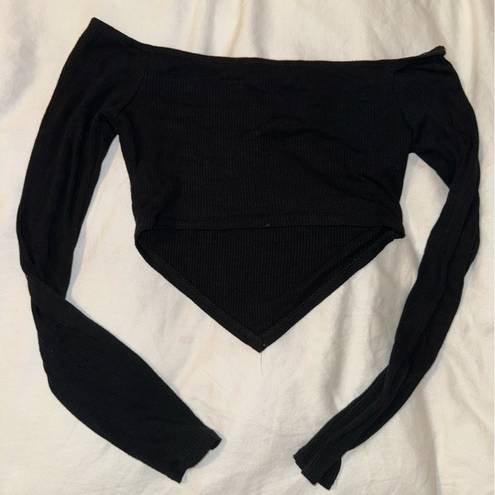 Blue Blush black long sleeve crop top