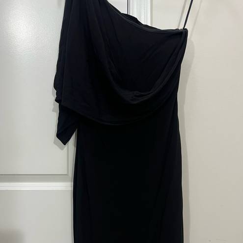 Badgley Mischka  Black One Shoulder Beaded Draped Gown Size 2 US