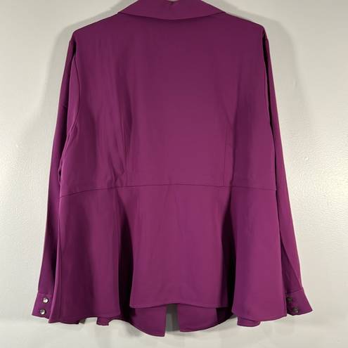 J.Jill  Wearever Easy-Care Pleated One-Button Top Purple Plum Size 2x