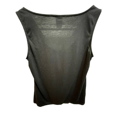 Natori  Black Matte Jersey Tank, Sleeveless Drape Neck, Lightweight Stretchy Top